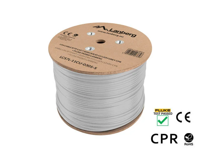 LAN KABEL CAT.7 SFTP 305M PEVNÝ CU LSZH ŠEDÝ CPR