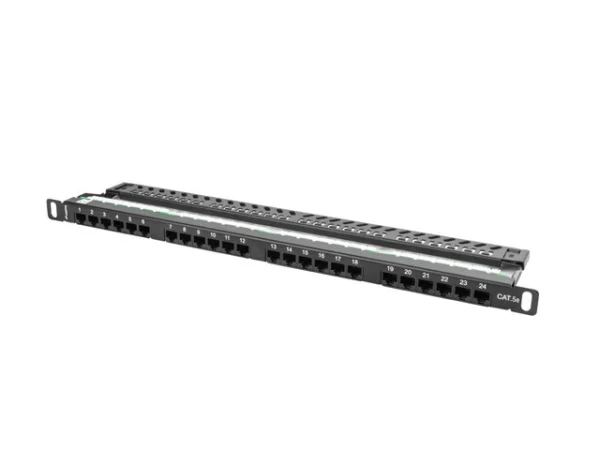 PATCH PANEL 24 PORTŮ 0,5U 19" CAT.5E UTP ČERNÝ