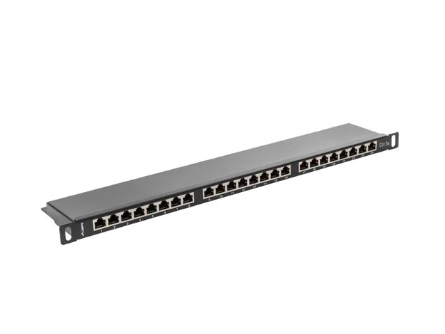 PATCH PANEL 24 PORTŮ 0,5U 19" CAT.5E FTP STÍNĚNÝ ČERNÝ