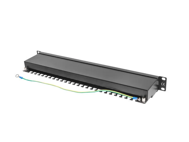 PATCH PANEL 24 PORTŮ 1U 19" CAT.5E FTP STÍNĚNÝ ČERNÝ
