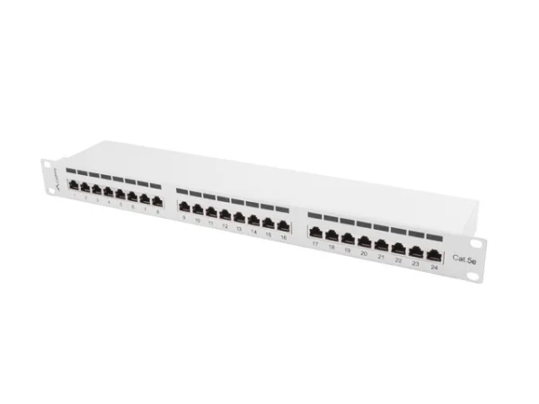 PATCH PANEL 24 PORTŮ 1U 19" CAT.5E FTP STÍNĚNÝ ŠEDÝ