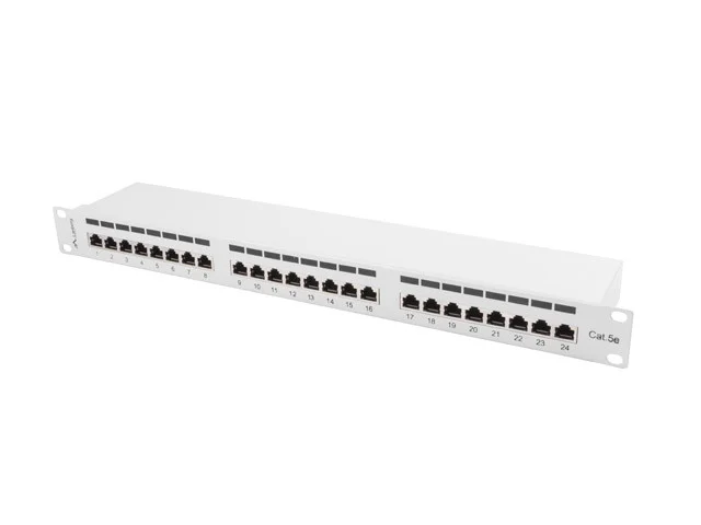 PATCH PANEL 24 PORTŮ 1U 19" CAT.5E FTP STÍNĚNÝ ŠEDÝ