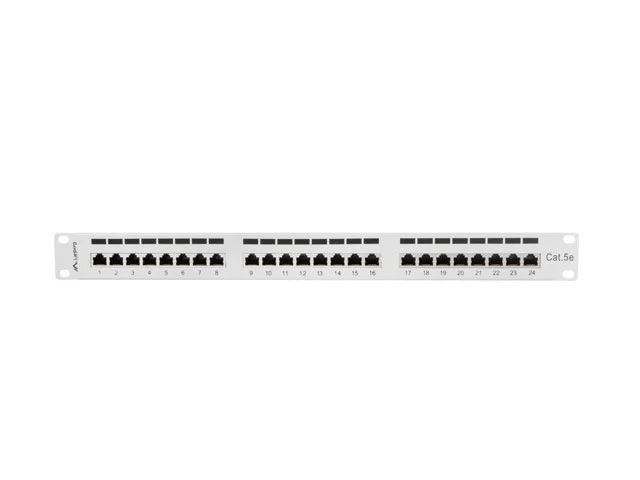 PATCH PANEL 24 PORTŮ 1U 19" CAT.5E FTP STÍNĚNÝ ŠEDÝ