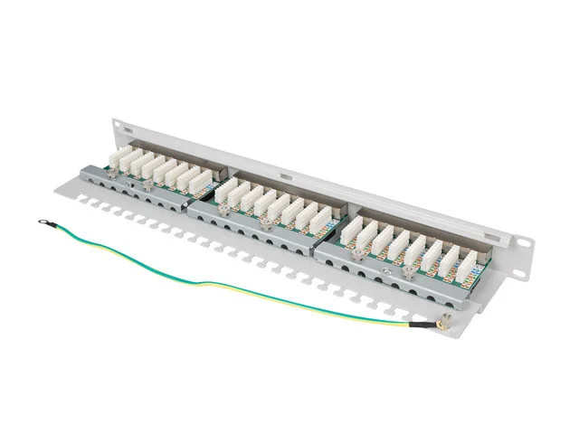 PATCH PANEL 24 PORTŮ 1U 19" CAT.5E FTP STÍNĚNÝ ŠEDÝ