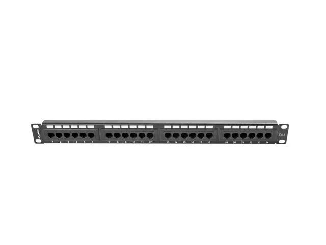 PATCH PANEL 24 PORTŮ 1U 19" CAT.6 UTP ČERNÝ