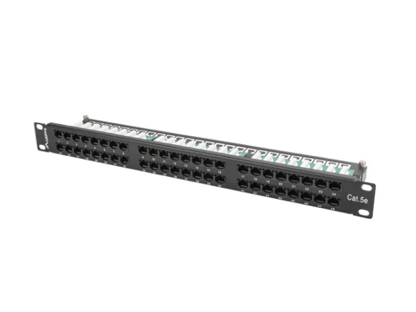 PATCH PANEL 48 PORTŮ 1U 19" CAT.5E UTP ČERNÝ