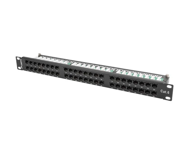 PATCH PANEL 48 PORTŮ 1U 19" CAT.6 UTP ČERNÝ