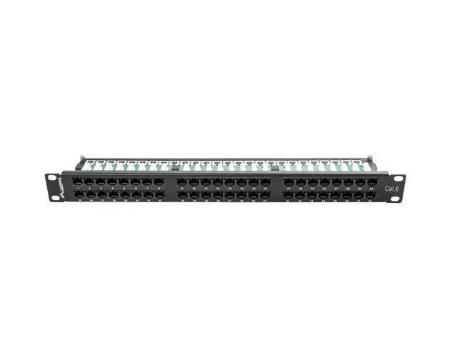 PATCH PANEL 48 PORTŮ 1U 19" CAT.6 UTP ČERNÝ