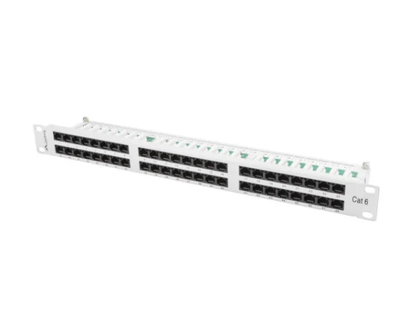 PATCH PANEL 48 PORTŮ 1U 19" CAT.6 UTP ŠEDÝ