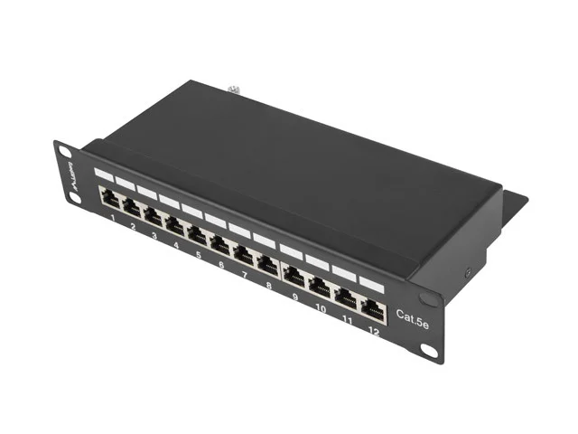 PATCH PANEL 12PORT 1U 10" CAT.5E FTP STÍNĚNÝ ČERNÝ