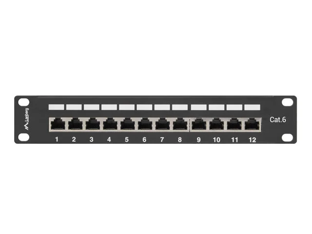 PATCH PANEL 12PORT 1U 10" CAT.6 FTP STÍNĚNÝ ČERNÝ