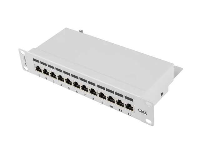 PATCH PANEL 12PORT 1U 10" CAT.6 FTP STÍNĚNÝ ŠEDÝ