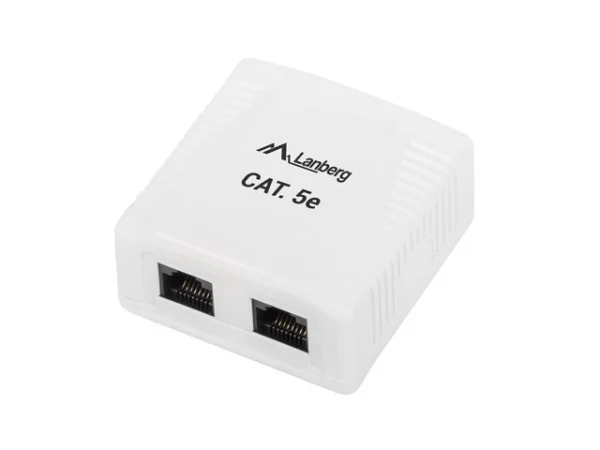 KRABICE PRO POVRCHOVOU MONTÁŽ CAT.5E UTP NESTÍNĚNÁ 2X RJ45 BÍLÁ