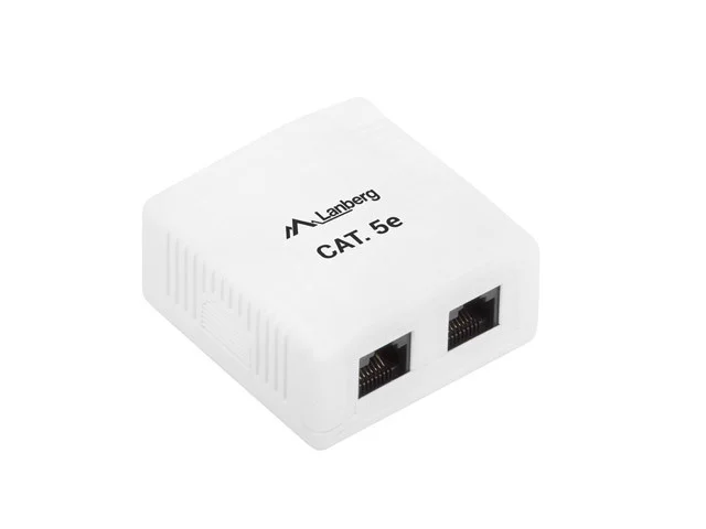 KRABICE PRO POVRCHOVOU MONTÁŽ CAT.5E UTP NESTÍNĚNÁ 2X RJ45 BÍLÁ