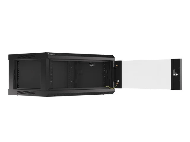 RACKOVÁ SKŘÍŇ 19" NÁSTĚNNÁ 4U/600X450 (FLAT PACK) S PROSKLENÝMI DVEŘMI ČERNÁ  V2