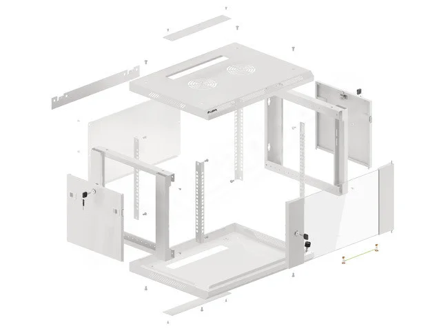 RACKOVÁ SKŘÍŇ 19" PRO MONTÁŽ NA STĚNU 6U/600X450 (FLAT PACK) V2 ŠEDÁ