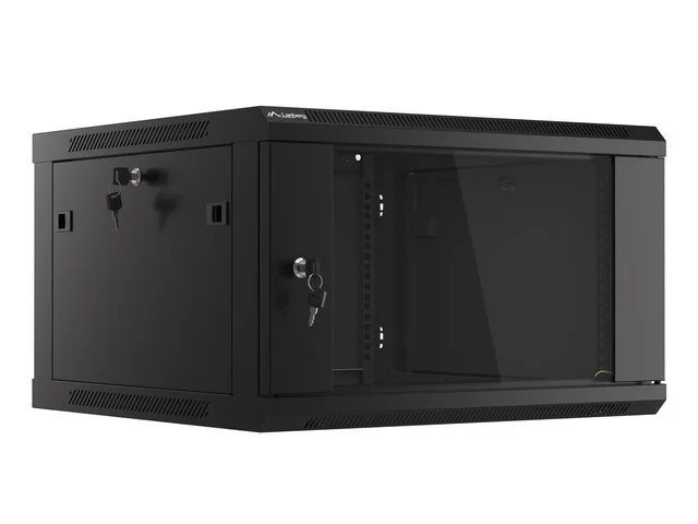 19" RACKOVÁ SKŘÍŇ PRO MONTÁŽ NA STĚNU 6U/600X600 (FLAT PACK) ČERNÁ  V2