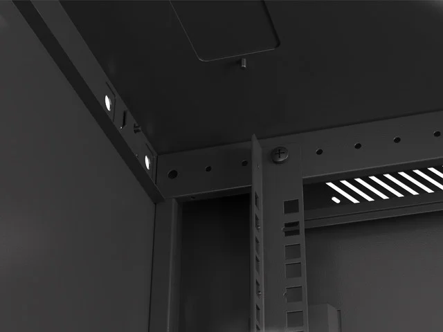 19" RACKOVÁ SKŘÍŇ PRO MONTÁŽ NA STĚNU 12U/600X600 (FLAT PACK) S PROSKLENÝMI DVEŘMI ČERNÁ  V2