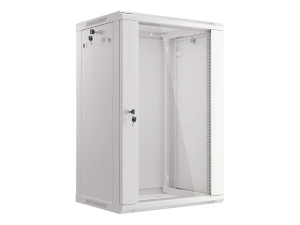 19" RACKOVÁ SKŘÍŇ PRO MONTÁŽ NA STĚNU 18U/600X450 (FLAT PACK) ŠEDÁ  V2