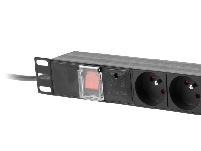 NAPÁJECÍ DISTRIBUČNÍ JEDNOTKA (PDU) 19"  1U 10A 2M 7X FRANCOUZSKÉ ZÁSUVKY ČERNÁ C14
