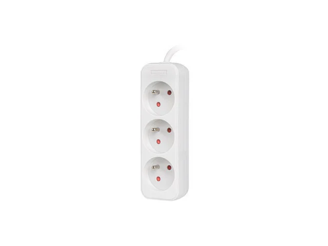 NAPÁJECÍ LIŠTA  1,5 M 3X FRANCOUZSKÉ ZÁSUVKY KVALITNÍ MĚDĚNÝ KABEL BÍLÝ