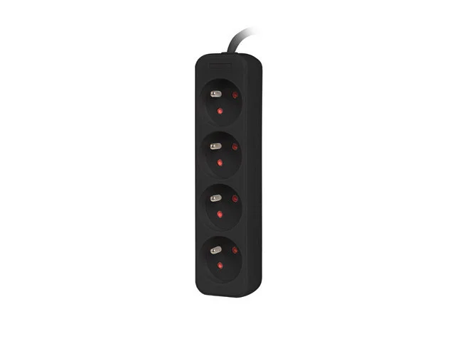 NAPÁJECÍ LIŠTA  1,5 M 4X FRANCOUZSKÉ ZÁSUVKY KVALITNÍ MĚDĚNÝ KABEL ČERNÝ