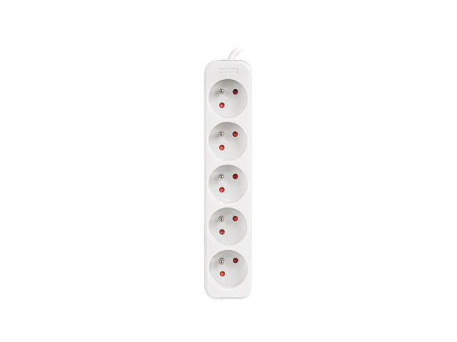 NAPÁJECÍ LIŠTA  1,5 M 5X FRANCOUZSKÉ ZÁSUVKY KVALITNÍ MĚDĚNÝ KABEL BÍLÝ