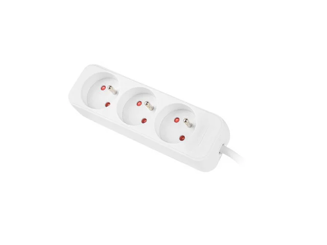 NAPÁJECÍ LIŠTA  3M 3X FRANCOUZSKÉ ZÁSUVKY KVALITNÍ MĚDĚNÝ KABEL BÍLÝ