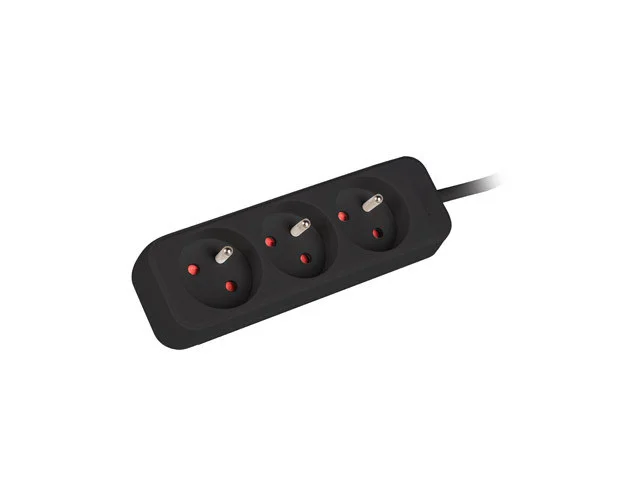 NAPÁJECÍ LIŠTA  3M 3X FRANCOUZSKÉ ZÁSUVKY KVALITNÍ MĚDĚNÝ KABEL ČERNÝ