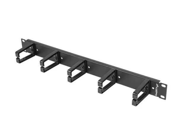 19" PANEL PRO SPRÁVU KABELŮ S 5 PLASTOVÝMI DRŽÁKY 1U TYP B ČERNÝ