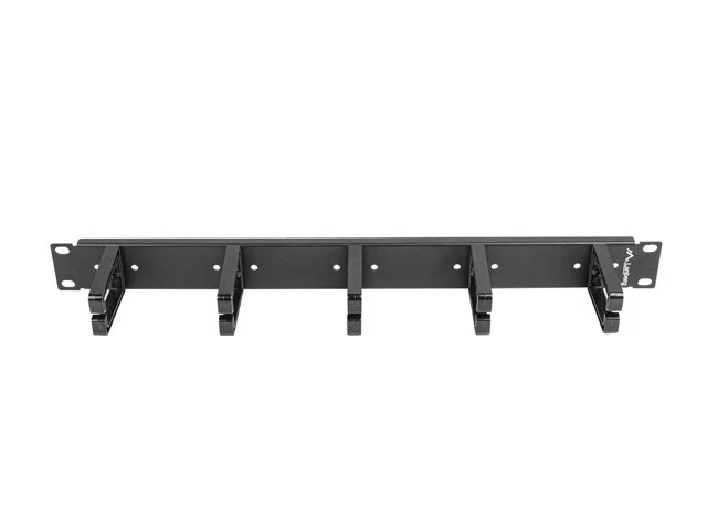 19" PANEL PRO SPRÁVU KABELŮ S 5 PLASTOVÝMI DRŽÁKY 1U TYP B ČERNÝ