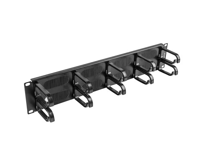 19" PANEL S KARTÁČEM PRO SPRÁVU KABELŮ 10 KROUŽKŮ TYP B 2U ČERNÝ