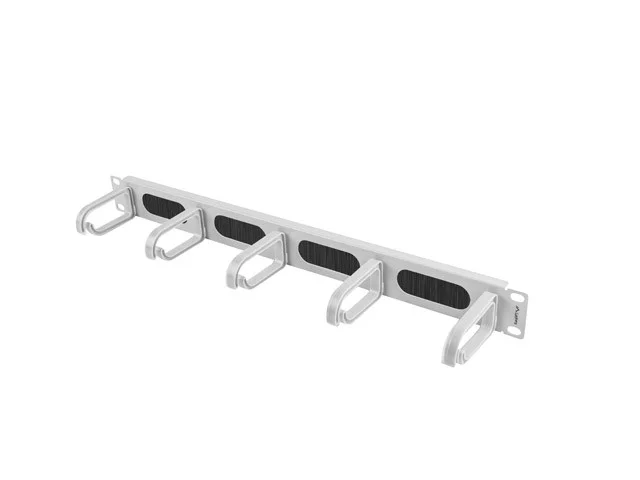 19" PANEL S KARTÁČEM PRO VEDENÍ KABELŮ 5 KROUŽKŮ TYP B 1U ŠEDÝ