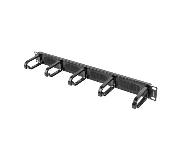 19" PANEL S KARTÁČEM PRO VEDENÍ KABELŮ 5 KROUŽKŮ TYP B 1U ČERNÝ