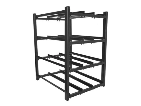 RÁM BATERIE PRO UPS 830X650 3 ŘADY 4 ÚROVNĚ (12 POLIC) (PLOCHÉ BALENÍ) ČERNÝ